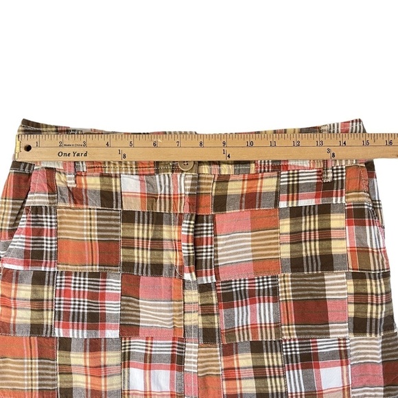 LOFT Madras Mini Skirt Colorful Plaid Striped‎ Patchwork Button - Picture 6 of 7
